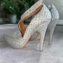 Statement Other Stories Italian Leather Snakeskin Grey Heels Size UK 6.5 Image 2