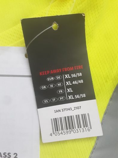 Hi-Vis T-Shirt with Solid Reflectir Band.. ISO Class 2 from Parkside .. Size X-Large