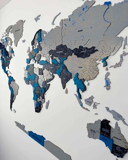 3D Premium Wooden World Map with Country Borders Country Names Capital Names US and Canada Borders and Names World Biggest City Names World Biggest Rivers World Biggest lakes World Main Roads 3D Map Effect