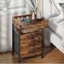 Bedside Table with Charging Station, Side Table with 4 Drawers, 2 AC Outlets, 1 USB-A, 1 Type-C, Nightstand for Bedroom, Living Room, Rustic Brown and Black Image 9