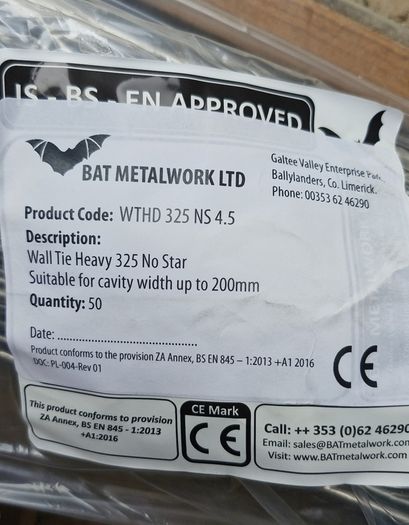 Wall ties 325mm brand new