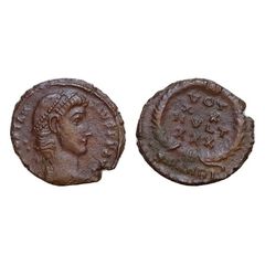 Constantius II. Ae Follis 13mm 1,7g 337-361 AD Antioch  votxx mvlt xxx
