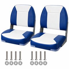 Boat Seat Low Back Fold-Down Fishing Boat Chair with Sponge Padding 2 Pack