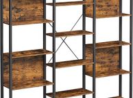 main image for ad _Bookcase Ladder Shelf 14 Shelves Metal Frame Living Room Study Office Industrial Design 158 x 24 x 166 cm Vintage Brown/Black