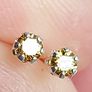 Natural Fancy Intense Yellow Diamond 0.12ct GWLAB Certified S925 Rhodium-Plated Earrings. Image 3