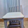 Set of 6 Solid Oak Dining Chairs - Grey & Cream - Excellent Condition Image 3