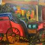 "Carriage with horse"Alfredo Zanellato(1931-2021)oil painting on canvas Image 3