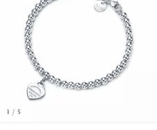 Original Return to Tiffany Heart Tag Bead Bracelet in Silver
