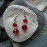 Handmade red earrings,Glass beads.Drop earrings,New,Gift Image 2
