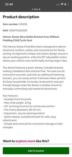 Hamax siesta kids bike seat lockable