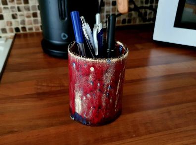 Handmade Ceramic Pen Holder / Brush Pot - One of a Kind Studio Pottery