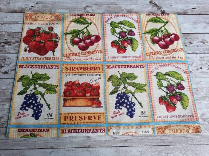 Handmade Placemats." Summer fruits, Farmers Market, Mediterranean Herbs"