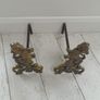 19th Century Cast Brass Rampant Lions Andirons Image 4
