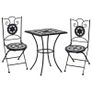 3 Piece Mosaic Bistro Set Ceramic Tile Black and White Image 2