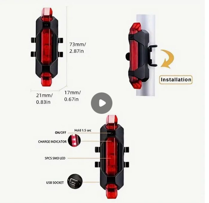 USB Rechargeable LED Bike Tail Light