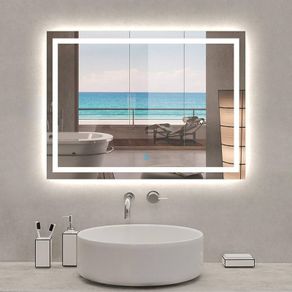 NEW SALE | 800x600 Illuminated Led Bathroom Mirror with Demister Pad [IP44 Rated] Rectangular Backlit Wall Mounted,Touch Sensor Switch,White