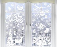 Xmas Window Clings Decoration, 141 Static Snow Flakes Stickers Merry Christmas Window Decals for Christmas Party Supplies 8 Sheets (FREE POSTAGE)