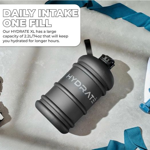Brand New HYDRATE 2.2L Water Bottle with Easy Drink Cap,