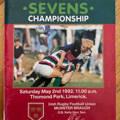 1992 Aer Lingus Limerick International Sevens Championship Programme - Rugby