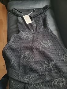 River island black lace bardot dress