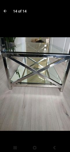 glass with mirror base coffee table