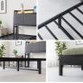Double Bed Frame, 4FT6 Bed Frame Ergonomics Double with Charging Station and LED Lights, Heavy Duty Platform Full Bed with Fabric Storage Sloped Headboard, No Box Spring Needed, (Black) Image 8