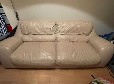 Cream leather sofa - can deliver