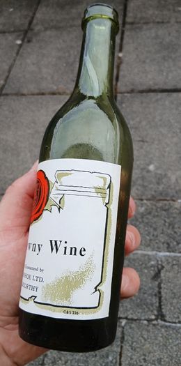 Vintage wine bottle with label Irish Tawny wine