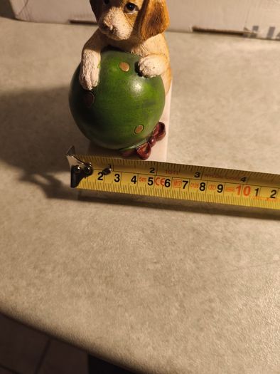 Vintage  Puppy Figurine Holding a ball on marble plinth