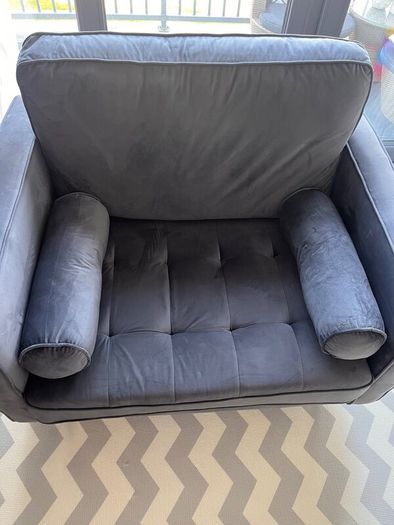 Grey Velvet Sofa & Armchair Set  Excellent Condi