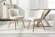 Beige Dining Chair Set for Dining Room Kitchen chairs with Metal Legs
