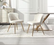 Beige Dining Chair Set for Dining Room Kitchen chairs with Metal Legs