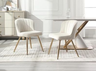 Beige Dining Chair Set for Dining Room Kitchen chairs with Metal Legs