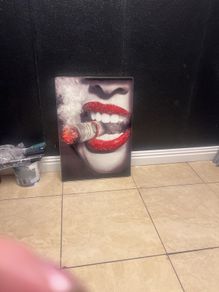 Glossy lovely picture  lips / with money note cig/ diamond