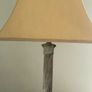 Antique faux marble column lamp with silk shade Image 2
