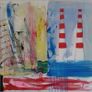 Original Abstract Painting Dublin Cityscape Poolbeg Chimneys And Convention Centre Dublin  Painting Image 8