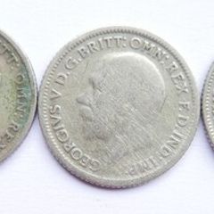 Vintage Silver Coins Six Pence 1921-1929-1930-1933 and 3 Pence 1951 12,3g