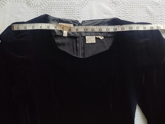 Vintage 80s black velvet ruffle dress size XS or Small postage included
