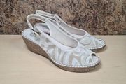 womens LISA KAY LONDON wedge sandals espadrilles shoes white sequins slingback Size UK 7 EU 40