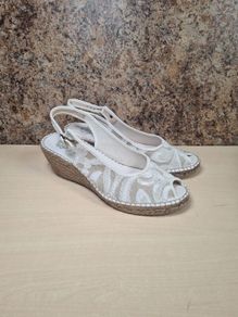 womens LISA KAY LONDON wedge sandals espadrilles shoes white sequins slingback Size UK 7 EU 40
