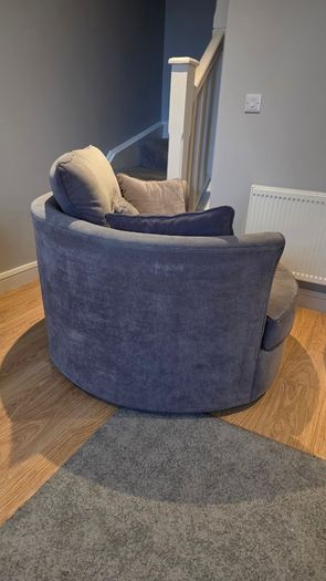 Swivel Cuddle Chair Grey Velvet