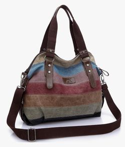 Women's Canvas Multi-Color Hobos Shoulder Bag Tote Handbag