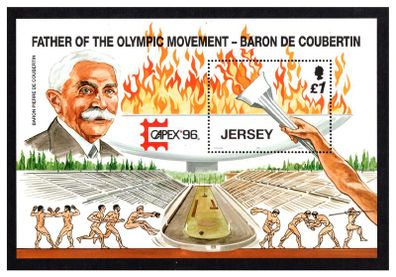 1996 Jersey Sports (2nd Series) Sporting Anniversary Commemorative Stamp Miniature Sheet Mint Never Hinged (MNH)