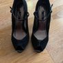 Next Black Suede Peep toe Strappy Heels UK6 Image 2