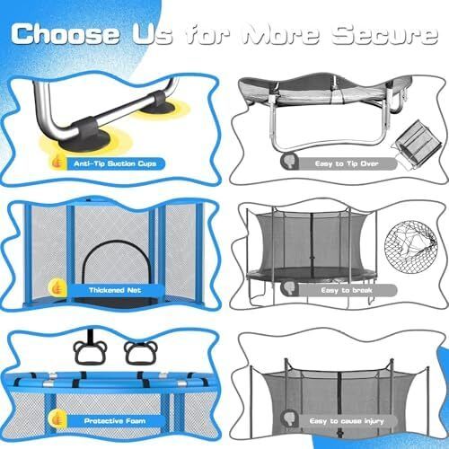 55 Trampoline for Kids with Enclosure Trampoline with Adjustable Gymnastics Bar & Toys