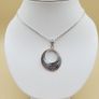 Sterling Silver 925 Hammered Circle Necklace Image 2