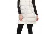 Zara Ivory quilted hooded long gilet size M UK10/12 Perfect condition Postage included