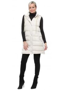 Zara Ivory quilted hooded long gilet size M UK10/12 Perfect condition Postage included