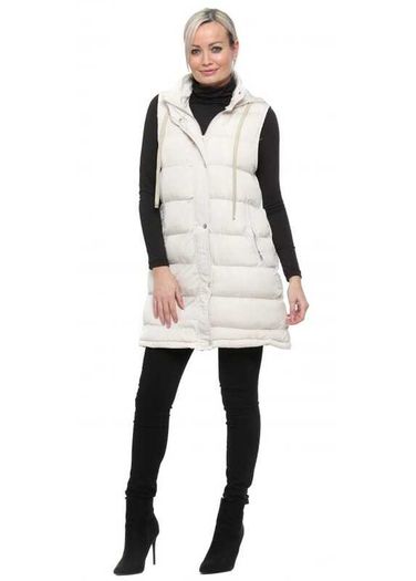 Zara Ivory quilted hooded long gilet size M UK10/12 Perfect condition Postage included