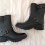 Black Biker Welly Boots size 40 Image 2